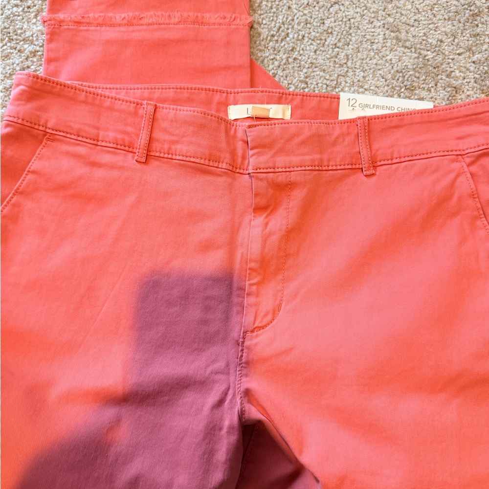 LOFT Coral Pink Girlfriend Chino Pants